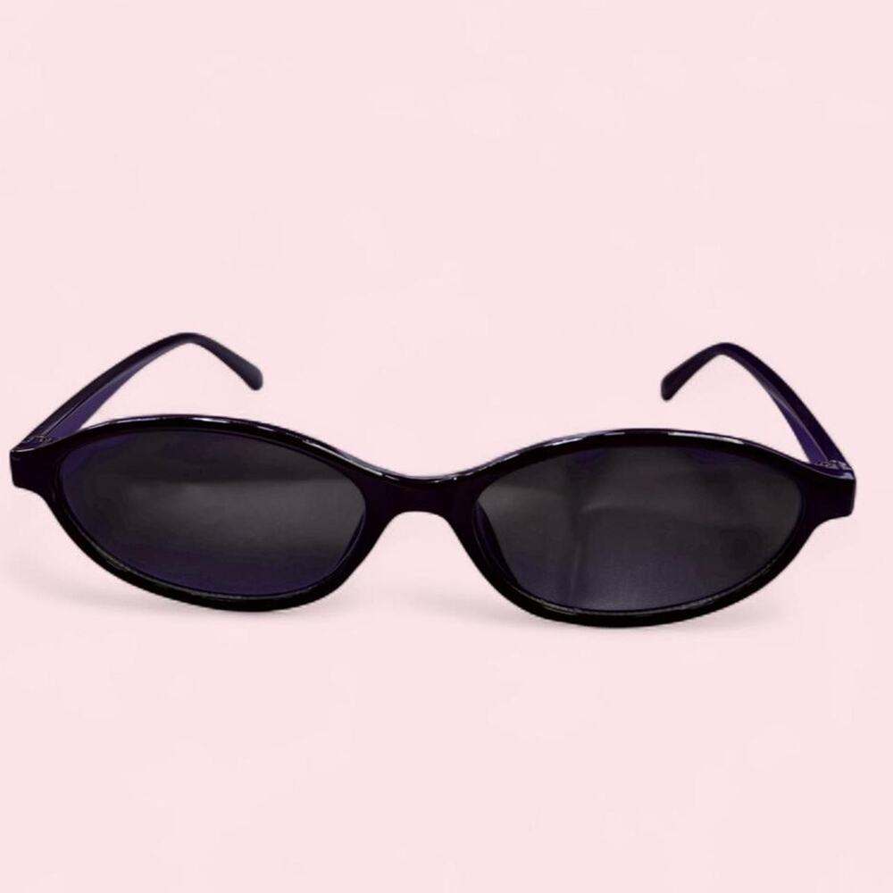 Classic black oval sunglasses y2k 90s clean girl minimal summer beach - Picture 2 of 7